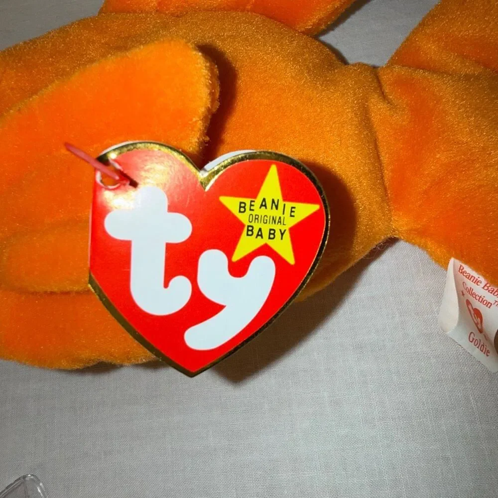 Vintage Ty Beanie Babies Aquatic Trio – Goldie 1993, Crunch 1996 &‎ Waves 1996 –